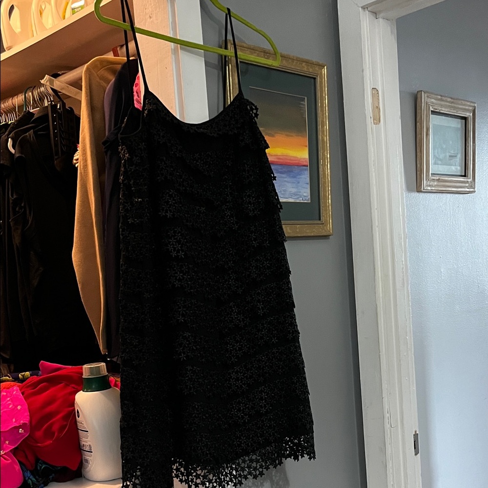 Diane von Furstenberg Black Lace-Trim Slip Dress